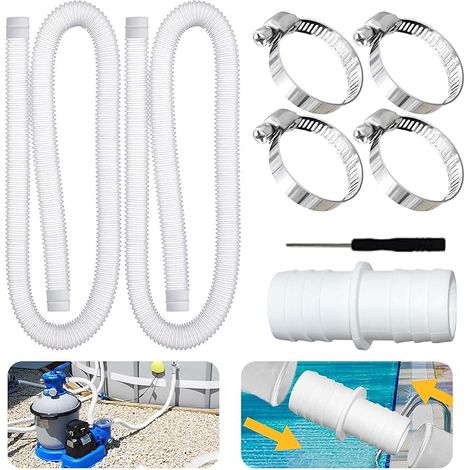 2Pcs tuyau piscine 32mm,Tuyau de Rechange pour Piscine, 150cm,tuyau 32mm piscinepour Intex 300 GPH, 530 GPH et 1000 GPH