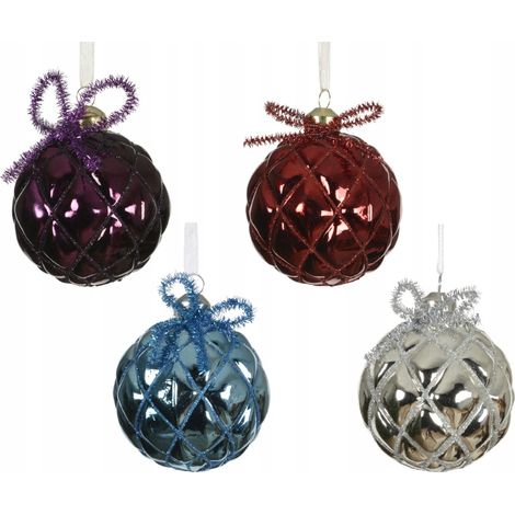 Boule de Noël ronde en verre, couleurs assorties, 8 cm, 1 pièce (1/5)