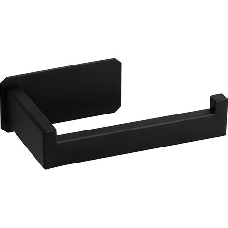 Portarotolo da parete in acciaio inox, porta rotolo da cucina, portarotolo forato incluso, design creativo, 14 x 8 x 4,5 cm, nero (1/5)