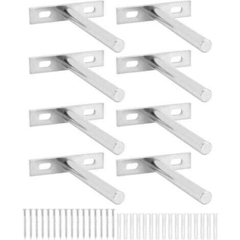 8 Pièces Supports d'étagère Flottants 5 Pouces Support Etagere Invisible, Fixation Invisible étagère Tablette Flottante Support pour le mur Mural étagère Murale Argent (1/4)