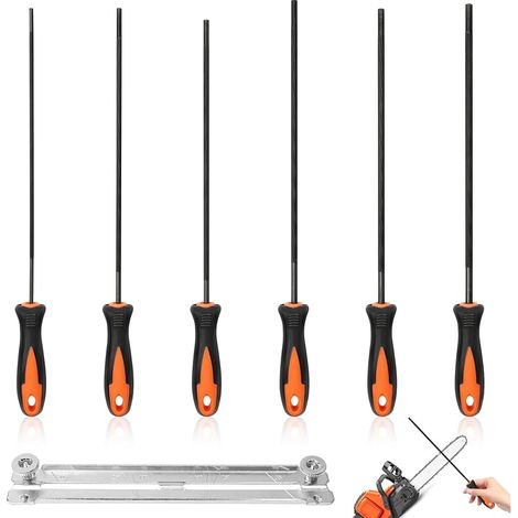 Lot de 6 limes pour tronçonneuse, lime à chevaux, tronçonneuse, 3,2 mm, 4,0 mm, 4,5 mm, 4,8 mm, 5,2 mm, 5,5 mm, lime pour tronçonneuse, ensemble de limes d'atelier, ensemble de limes en métal de (1/5)
