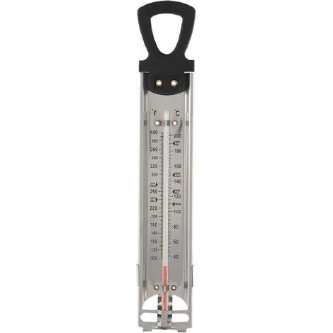 Thermomètre pour confiseries. gelées et fritures. en acier inoxydable. avec pince de fixation et guide de température de référence rapide (1/5)