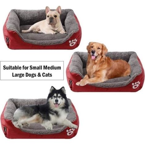 Chien Chat Panier Ultra Doux Respirant Lit Chaud en Tissu Oxford pour Chien Petite - Rouge,S