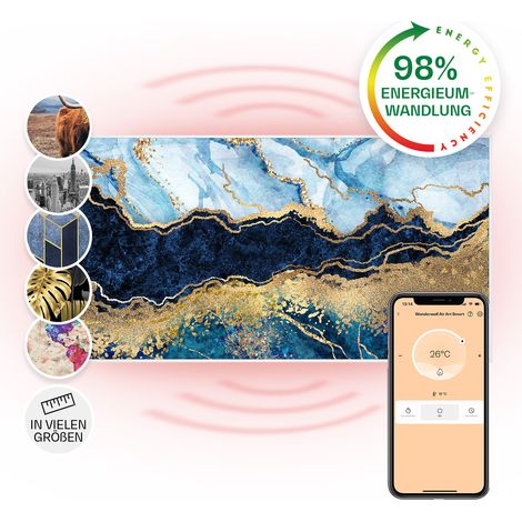 Klarstein Air Art Smart Chauffage Infrarouge, 700W Radiateur Electrique pour Maison, Contrôle via l'Application IoT/WiFi, Détection de Fenêtre Ouverte, Chauffage Mural, Thermostat, Econome, Sans CO2 (1/5)