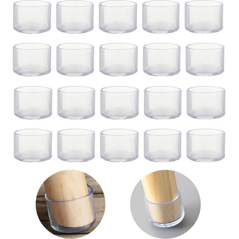 Lot de 20 Protecteurs de Pieds de Chaise, Bouchons en Silicone 14 mm, Capuchons Anti-rayures et Anti-bruit pour Parquet