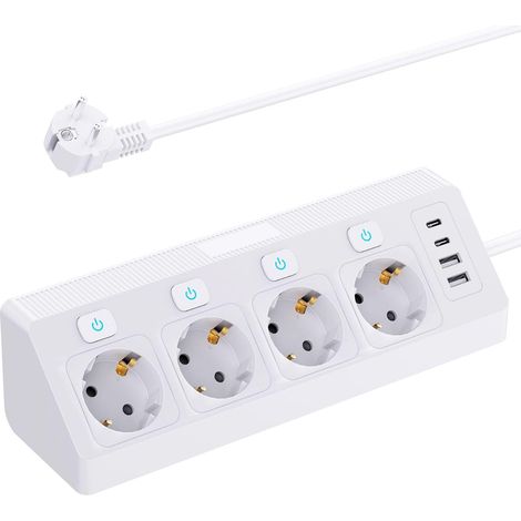 Multiprise d'angle avec USB,Multiprise Electrique Parasurtenseurs 4 Prises (1/5)