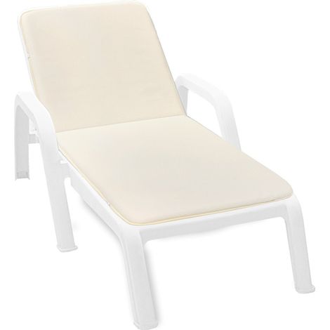 Cuscino Giardino Sedia Copripoltrona Coprisedia Lettino Pieghevole Morbido Écru 100% Made In Italy