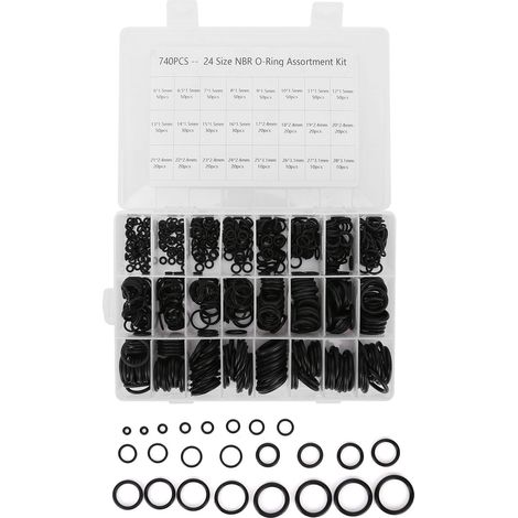 Kit de 740 joints toriques en caoutchouc, étanches, résistants à la chaleur, sûrs et durables, pour équipements électroniques. (1/5)