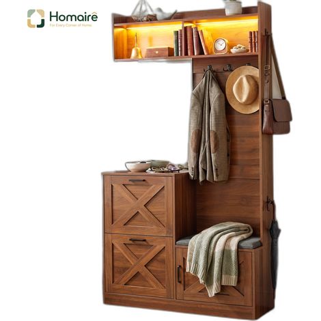 Meuble de rangement en mdf noyer 100 x 25 x 180 cm HOMAIRE (1/5)