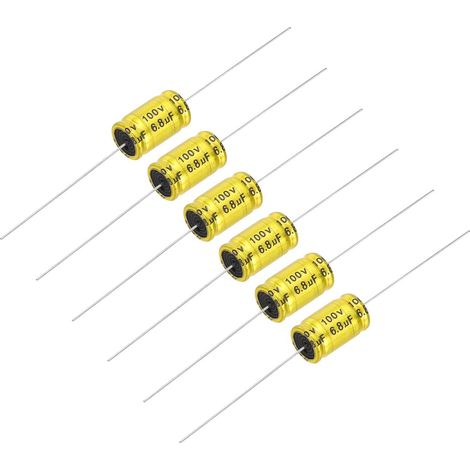 5Pcs Condensateur Électrolytique Non Polarisé 6.8uF 100V, Condensateur Audio Aluminium 17mm x 10mm Pour DIY Audio Projets Tweeter Haut-Parleurs Voiture Amplificateur (1/5)