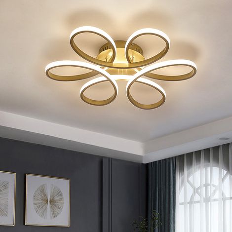 Modern Petal LED Chandelier Ceiling Light, Gold 58CM Dimmable (1/4)