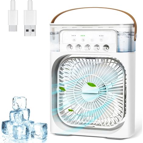 Condizionatore d'aria portatile, raffrescatore d'aria 4 in 1, mini condizionatore d'aria portatile da 600 ml, mini ventilatore per condizionatore d'aria a 3 velocità, 3 modalità di nebulizzazione, 7 l (1/5)