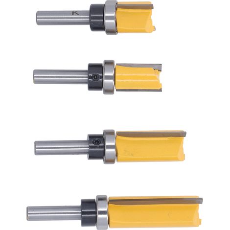 Fraise à défoncer carbure 8mm queue droite double tranchant, coupe chanfrein avec roulement, outil de toupie bois pour machine électrique, fraise allongée de finition (1/5)