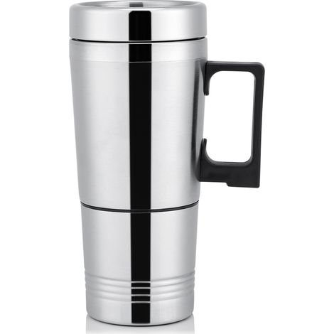 Elektrischer 300-ml-Autobecher (12 V/24 V), beheizbar für Kaffee, Tee oder Wasser, isolierte Wasserflasche für unterwegs, ideal für Heißgetränke. (1/5)