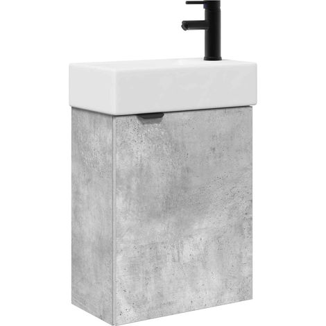 Bathroom Vanity Unit with Tap Concrete Grey 45.5 x 22.5 x 84 cm vidaXL