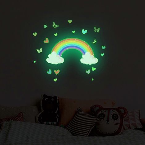 Regenbogen-Wandaufkleber, leuchtende Wandaufkleber für Mädchen, phosphoreszierende Sterne für die Decke, Dekoration für ein Kinderzimmer oder Wohnzimmer (1/5)