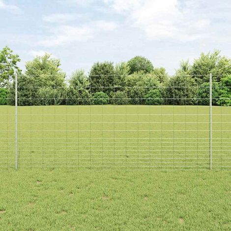 Zaun mit Pfosten Silber 1,2 x 25 m Stahl