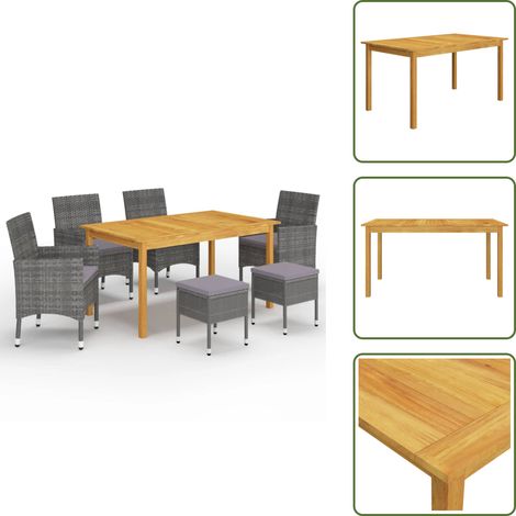 Taburetes de jardín - vidaXL Juego de comedor de jardín de 7 piezas gris - Comedor exterior