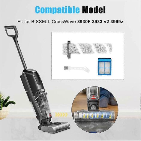 jeu de pièces de rechange pour aspirateur Eureka NEW430BL / JONR ED12 : brosse rotative principale et éponges (1/4)
