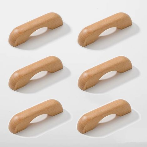 Küchenschrankgriffe, Holzgriffe für Schubladen mit Schrauben, gebogene Griffe für Küchenschränke und Schubladen, 64 mm