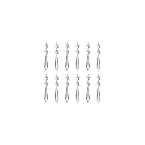 (Pack of 12) 62 mm Ice Prism Pendant Crystal Glass Clear Chandelier Ice Drops Sun Catcher with 12 Octagonal Beads and Rings for Lamp Garden Party Christmas Wedding Decor - Crezuo (1/4)