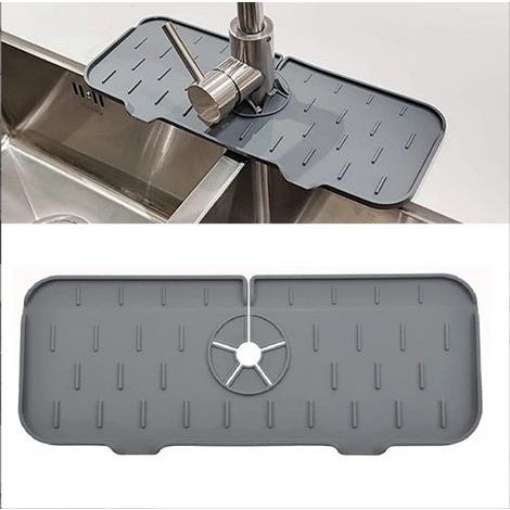 Poignée de robinet en silicone, bac anti-éclaboussures pour évier de robinet, protection contre les éclaboussures pour cuisine, salle de bain, tapis d'évier, tapis de séchage pour vaisselle, porte-épo (1/5)