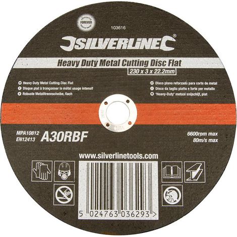 Silverline - Disque Plat à Tronçonner Le Métal Pour Usage Intensif - 230 X 3 X 22,23 Mm (1/2)