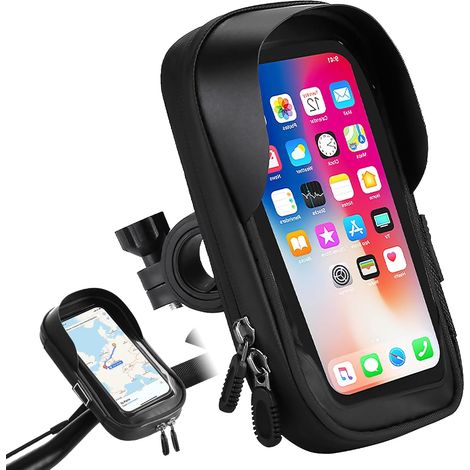 Support Téléphone Vélo Étanche, Porte Téléphones Rotation 360° Support Téléphone Scooter avec Ecran Tactile, Sacoche de Guidon Vélo, Sac Vélos avec Housse, pour Smartphones de 4.7"-7" (1/5)