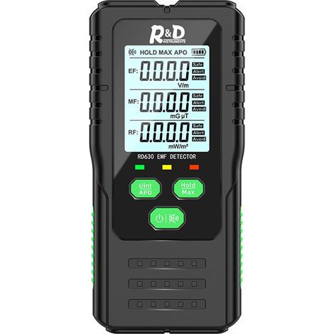 Détecteur multifonction 3-en-1 de champs électriques, magnétiques et de rayonnements RF, testeur de rayonnements électromagnétiques (EMF) portable (1/5)