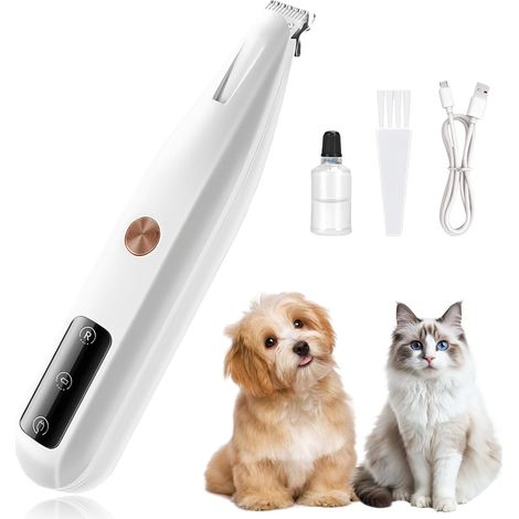 Hundehaartrimmer mit LED-Licht, wasserdicht, wiederaufladbar, geräuscharm, für Hunde und Katzen, Pfoten, Augen, Ohren, Gesicht und Körper (1/5)