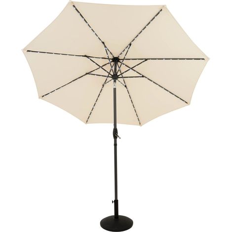 LED Tilt Parasol 2.7m With Tilt Base – Cream