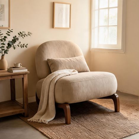 Fauteuil camel en tissu bois 86,9 x 72,1 x 69,9 cm (1/5)