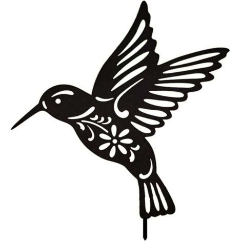 Sculpture Métal Noir Colibri Décoration Murale Extérieure Jardin Cour Paysage