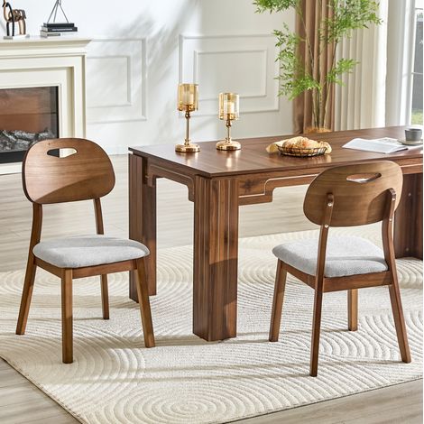 Lot de 2 chaises de salle à manger en bois gris avec dossier ovale et poignée (1/5)