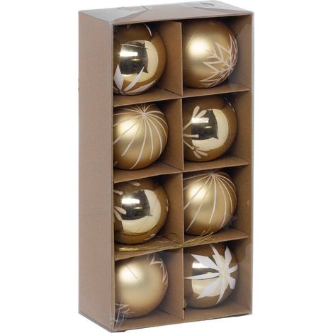 Weihnachtskugeln Colorama de Noël 8er-Set aus Kunststoff D8cm gold-weiß - Atmosphera créateur d'intérieur