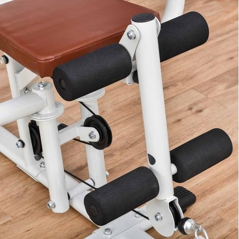 Station de musculation multifonction avec poids, poulie haute et leg curl, métal blanc HAVRYA (1/5)