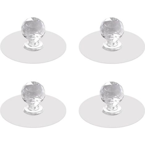 Poignées de porte rondes 4 pièces adhésives transparentes sans perçage pour cuisine et placards avec design simple et matériau PET (1/5)