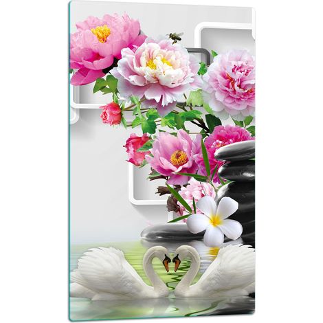 TAGLIERE IN VETRO 30x52 CON MOTIVO FIORI (1/5)