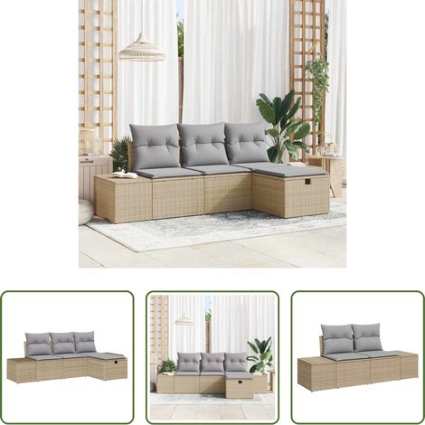 Poly-Rattan - Sofa Set mit Kissen 4 pcs Poly-Rattan (1/5)
