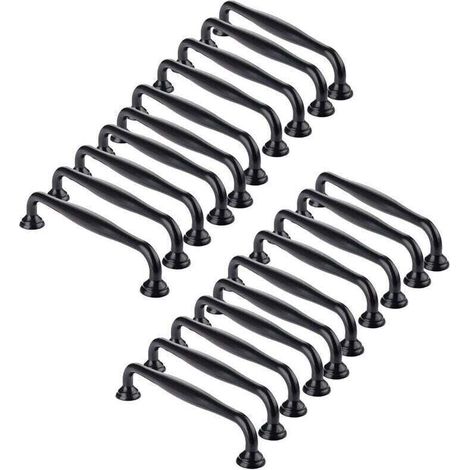 20pcs Poignée de Porte 128mm Entraxe Noir Bâton Cuisine Armoire Tiroir Chambre Tirer