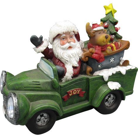 Light Up Santa Christmas Truck Figurine (Xmas Ornament LED Lights Festive Decoration) (1/4)