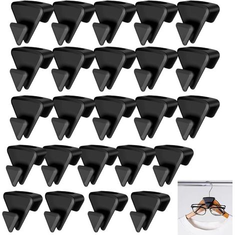 Lot de 24 Crochets triangulaires pour cintres. cintres en Cascade. Crochets de Connexion pour cintres Peu encombrants pour cintres. Gain de Place dans Un Placard (Noir)