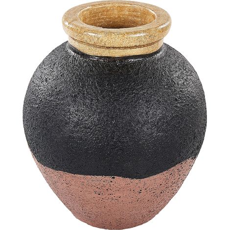 Vaso decorativo retrò in terracotta fatto a mano nero e rosa Daulis (1/5)