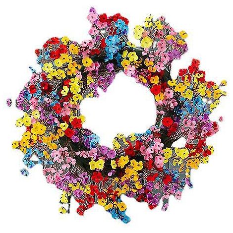 40cm-coloured Small Flower Wreath Spring Wreath Door Hanging Artificial Flower Front Door Wreath Window Hanging (1/5)