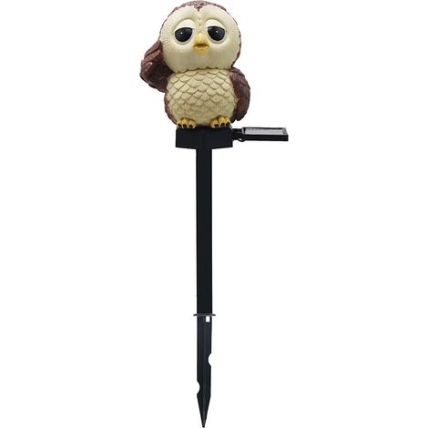 1 lampe solaire d'extérieur, hibou sur piquet, LED blanc chaud, étanche, pour jardin et pelouse (1/5)