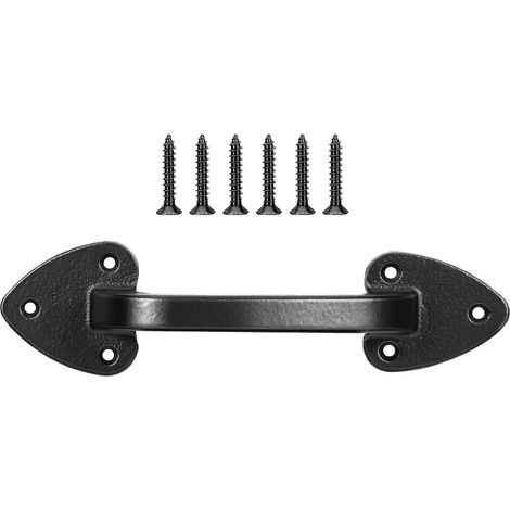 Poignée de Porte Noire en Fonte Design Simple et Pratique Prise en Main Confortable et Ouverture Facile pour Porte de Garage et Portail en Bois (1/5)