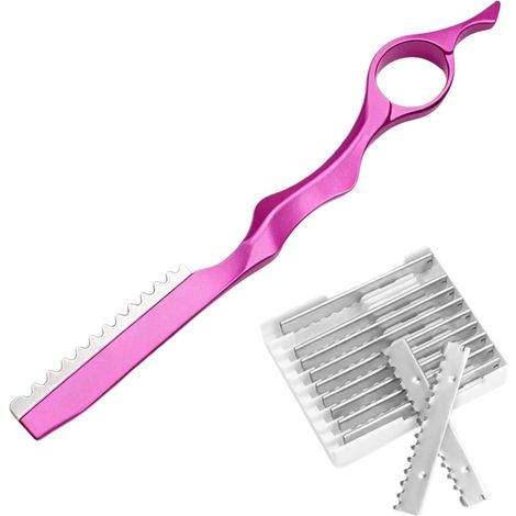 Hair Cutting Razor with 10 Replacement Blades, Hair Cutting Razor Tool, Thinning Scissors, Hairdressing Razor for Cutting, Suitable for Hair Salons and Home Haircuts. (1/5)