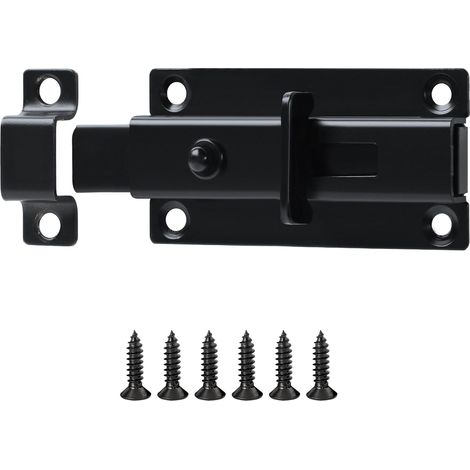 Verrous Loquet Porte Extérieur, 8.6x4.5 CM, Targette Verrou Portail Pratique Durable, Verrou Porte Interieure en Acier Inoxydable, Loquet Porte Coulissante Pour Portes, Fenêtres, Clôtures, Noir