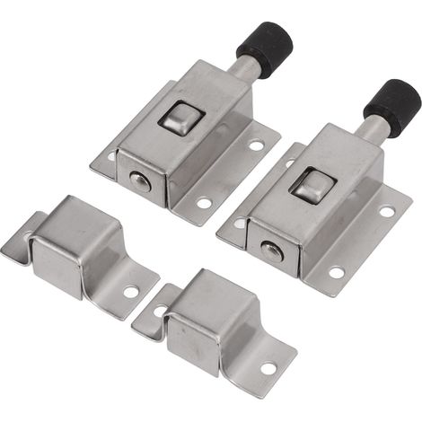 Lot de 2 verrous de porte antivol à ressort automatique en acier inoxydable pour une sécurité optimale.