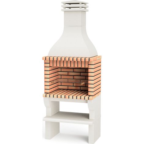 MOVELAR - Barbecue préfabriqué à bois et charbon en béton réfractaire modèle Nevada Plus XL (Beige, Orange - 86,5 x 60 x 238 cm) REF: 3534/5 - Cuisine extérieure compacte pour jardin ou terrasse (1/4)